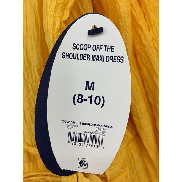 Scoop for Walmart off the shoulder maxi dress yellow size medium 8–10 1746 - Picture 4 of 9